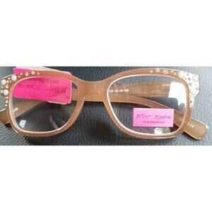 NEW +2.50 Betsey Johnson Brown Pearls Reading Glasses 100% UV Protection